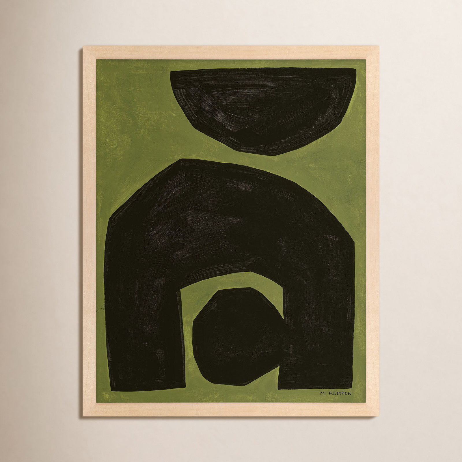 Lyndsey "Module on Green 2" Painting, Yellow, 25" H x 20" W x 1.25" D