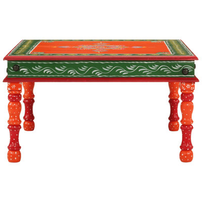vidaXL Coffee Table Hand Painted Plant Stand Accent Table Solid Mango Wood