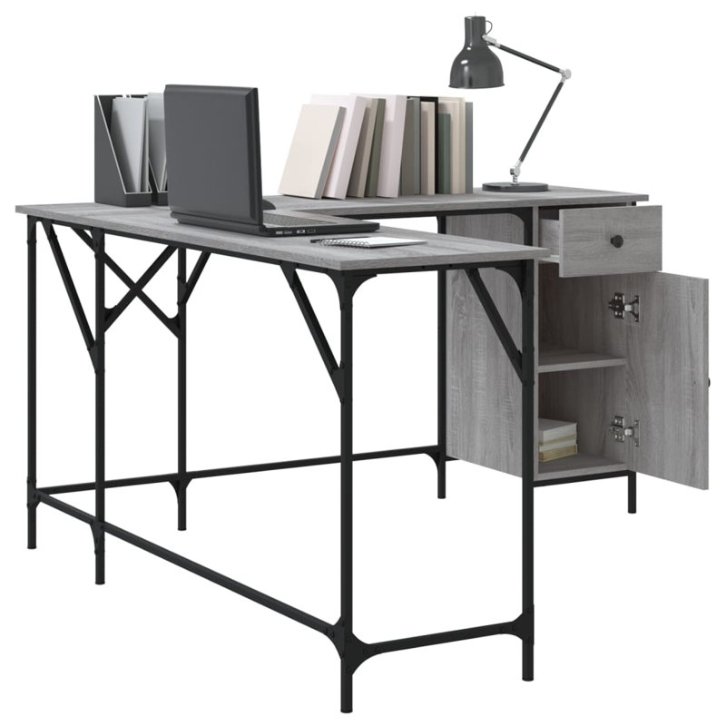 Desk 141x141x75 cm Engineered Wood, Grey Sonoma