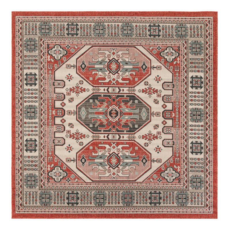 Indoor/Outdoor Traditional Area Rug, Square 7'10"