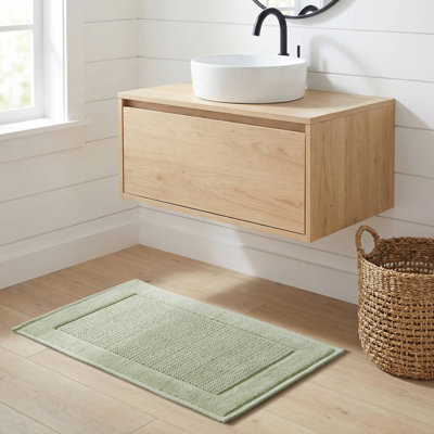 Madison Park Sanctuary Sage 100% Cotton Solid Woven 20x32'' Bath Rug