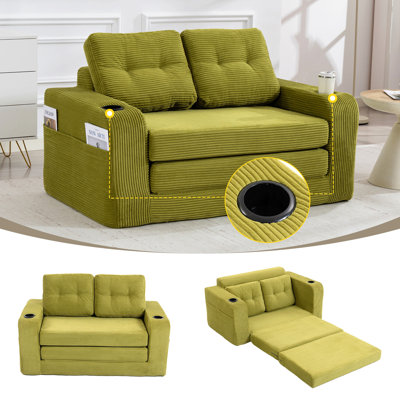 Canapé-lit convertible, canapé-lit double extensible, canapé-lit convertible 2 en 1, canapé de sol dépliable avec coussins pour salon, chambre ou salon