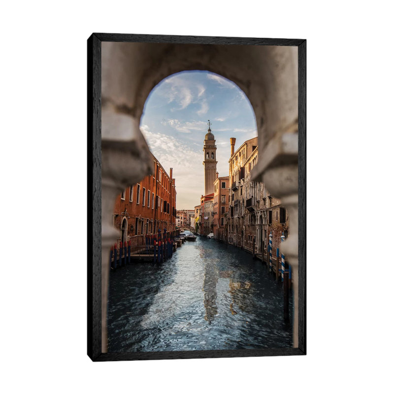Belltower Of San Giorgio Dei Greci, Venice by Enzo Romano - Print on Canvas, 101.6cm H x 66.04cm W x 3.81cm D, Black Framed