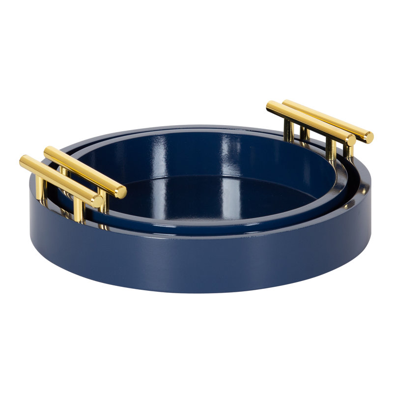 Ensemble de plateau de meuble-lavabo 2 pièces Norvan, Bleu marine/doré