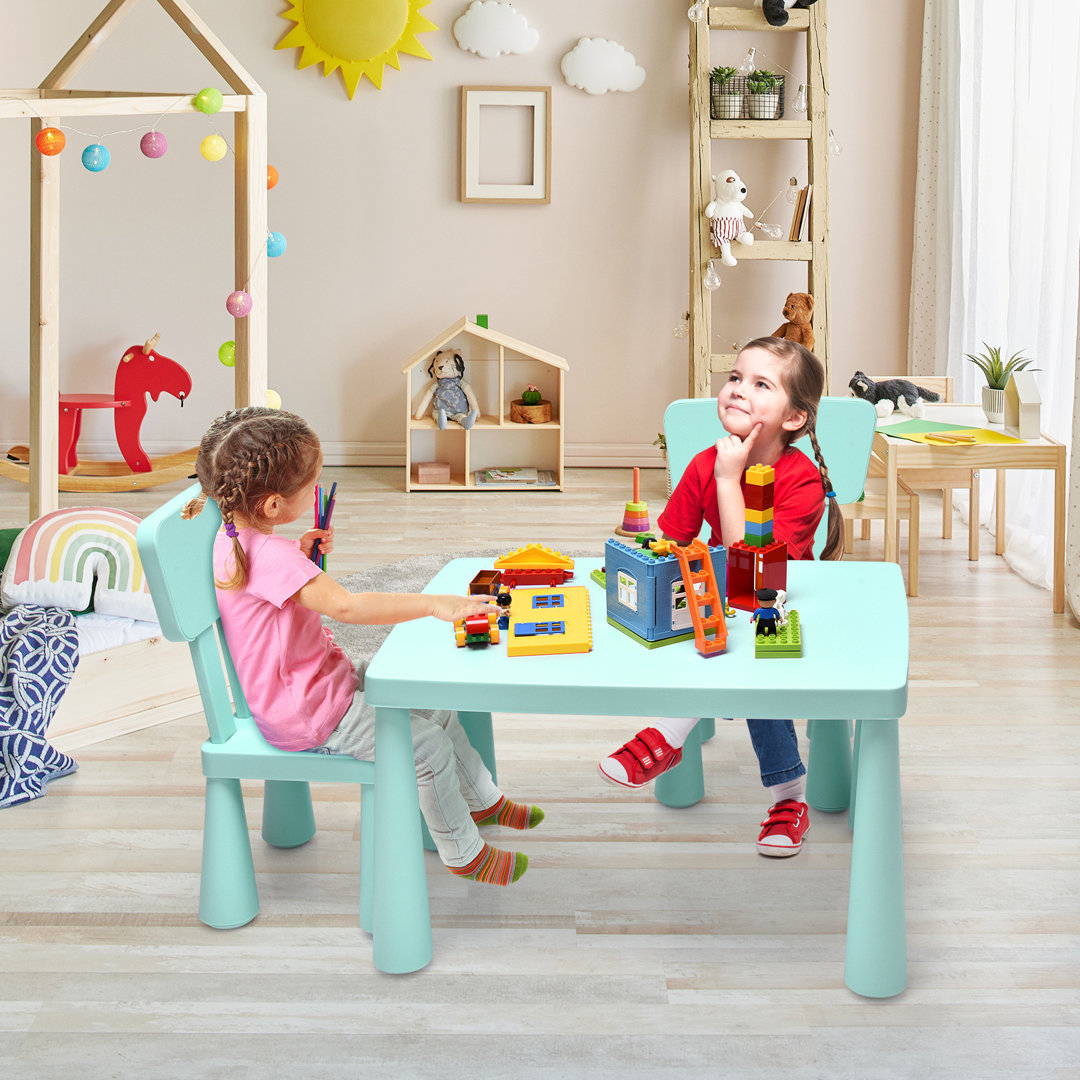 Lon Kids 3 Piece Rectangular Play Or Activity Table and Chair Set