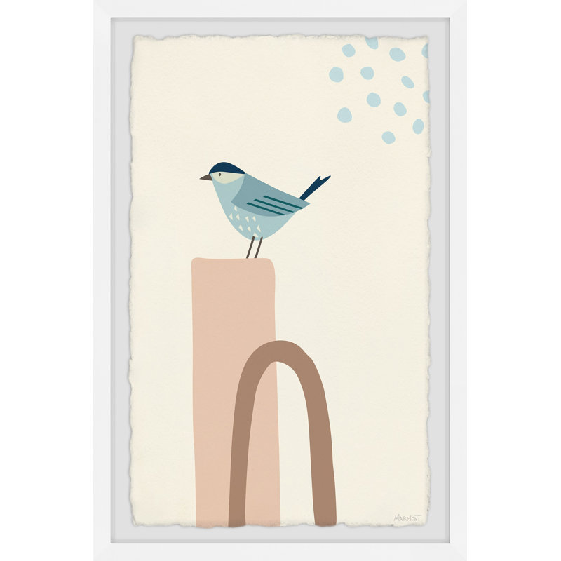 Bird On Pillar - Single Picture Frame Painting, 30cm H x 20cm W x 3.81cm D