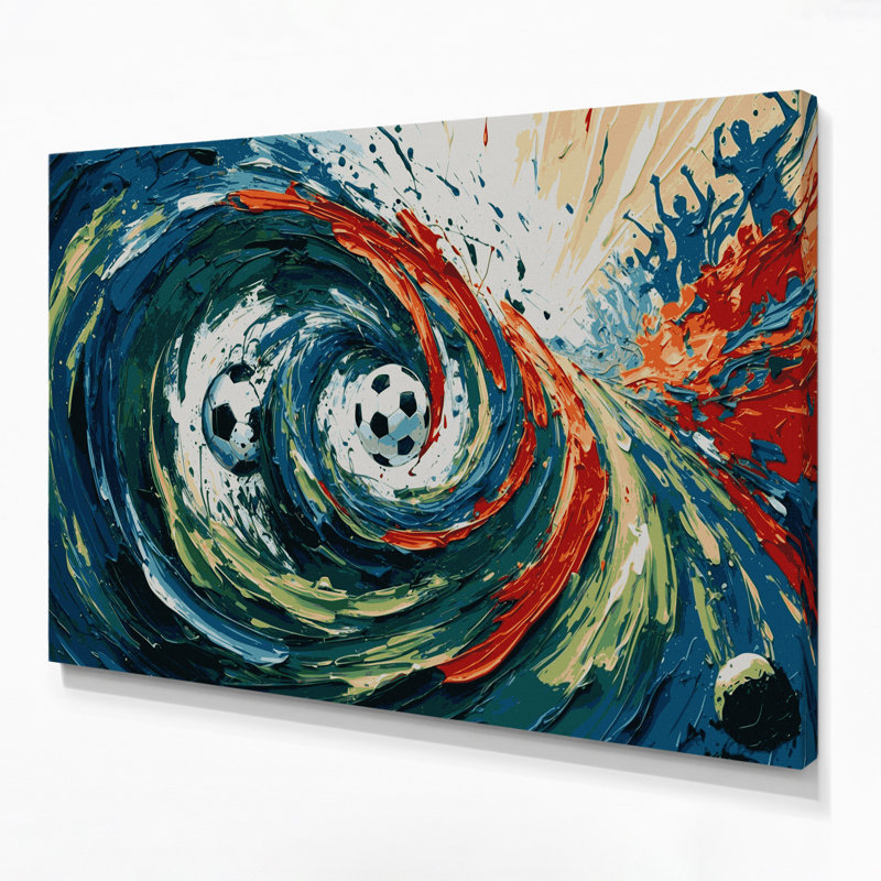 Art sportif sur toile bleue, H 20 po x l 30 po