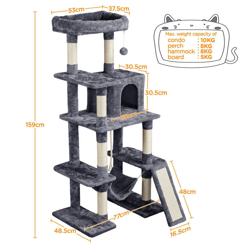 color Large Multi-Purpose Cat Tower, Dark Grey