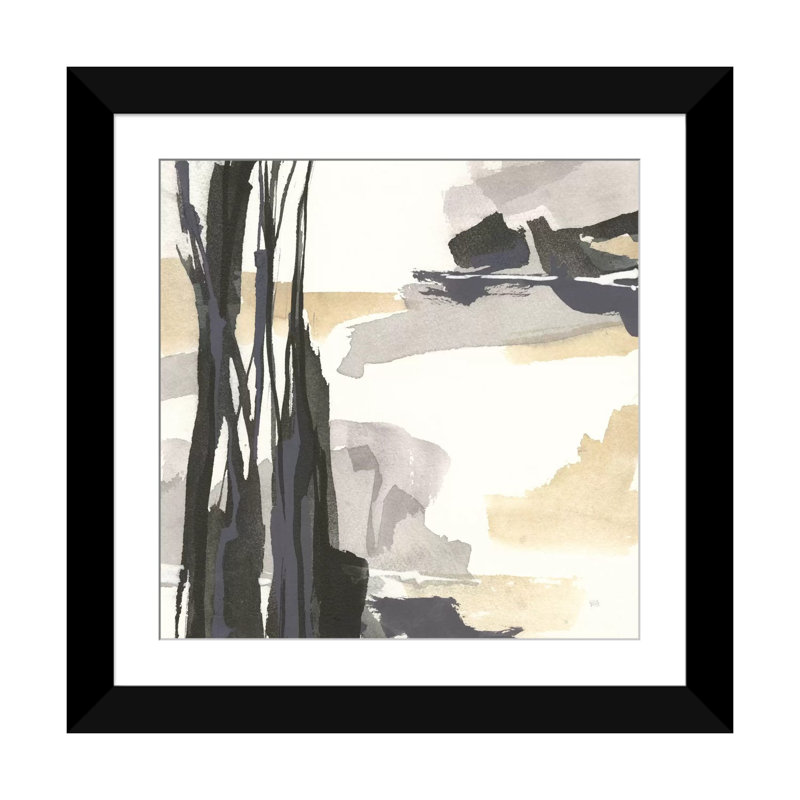 «Placid III», reproduction sur toile, H 16 po x l 16 po x P 1 po, Papier d'art encadré noir, Blanc