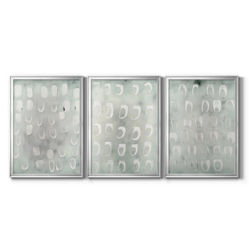 ABSTRACT Series DCCLXVI - Toile tendue avec châssis sur mesure - 3 pièces, H 27 po x l 39 po, Argent argent