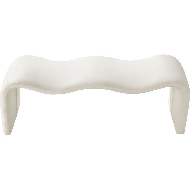 Monifa Vegan Leather Bench, Cream Vegan Leather