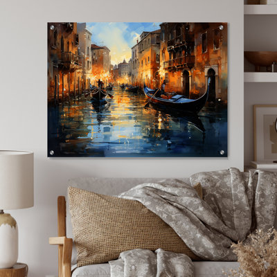 «Italy Venetian Reflections I», art mural acrylique en Italie pour le salon