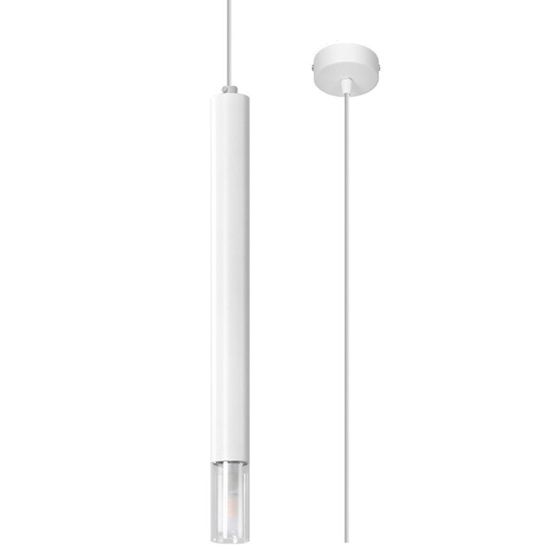 Wezyr 1 - Light Stainless Steel Cylinder Pendant, White