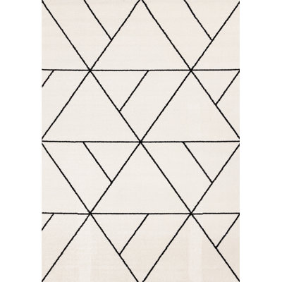 Kempst Ivory Black Modern Angles Rug