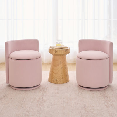 Ensemble de 2 petites chaises d'appoint rembourrées avec dossier incurvé, fauteuil pivotant à 360 ° confortable en velours pour le salon, chaise de salle à manger convenant à une table d'une hauteur de 27 à 32 po