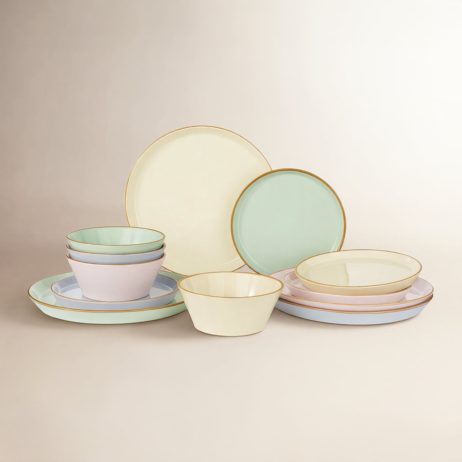 Stoneware Dinnerware Set, Multicolor