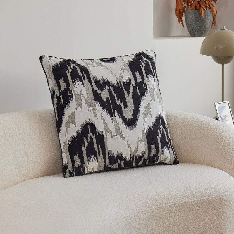 Housse de coussin réversible en velours abstrait, Noir / blanc, abstrait