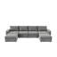 Canapé modulaire en chenille 115 * 58 ", canapé en U réversible, combinaison libre, canapé-lit à 6 places avec repose-pieds, mobilier d'intérieur surdimensionné convertible pour le salon, gris