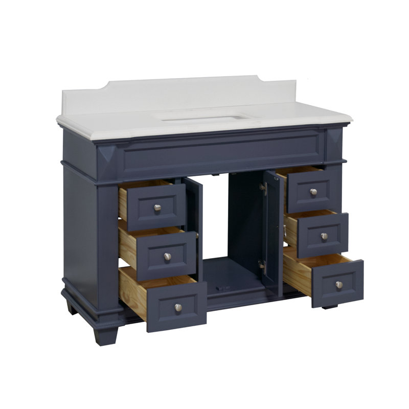 Ensemble de meuble-lavabo simple 48 po Ensa, Quartz, Gris marine