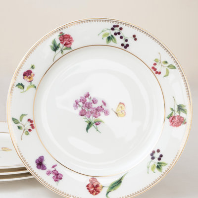 Ensemble de 4 assiettes à salade / desserts Bone China Botanical Treasure