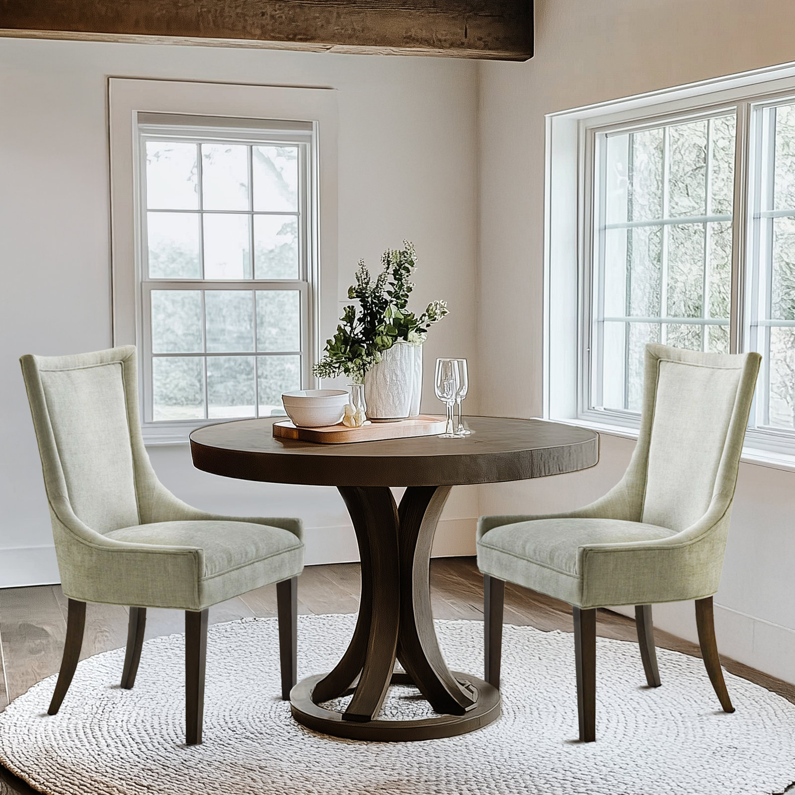 Ultra Velvet Dining Armchair, Light Green