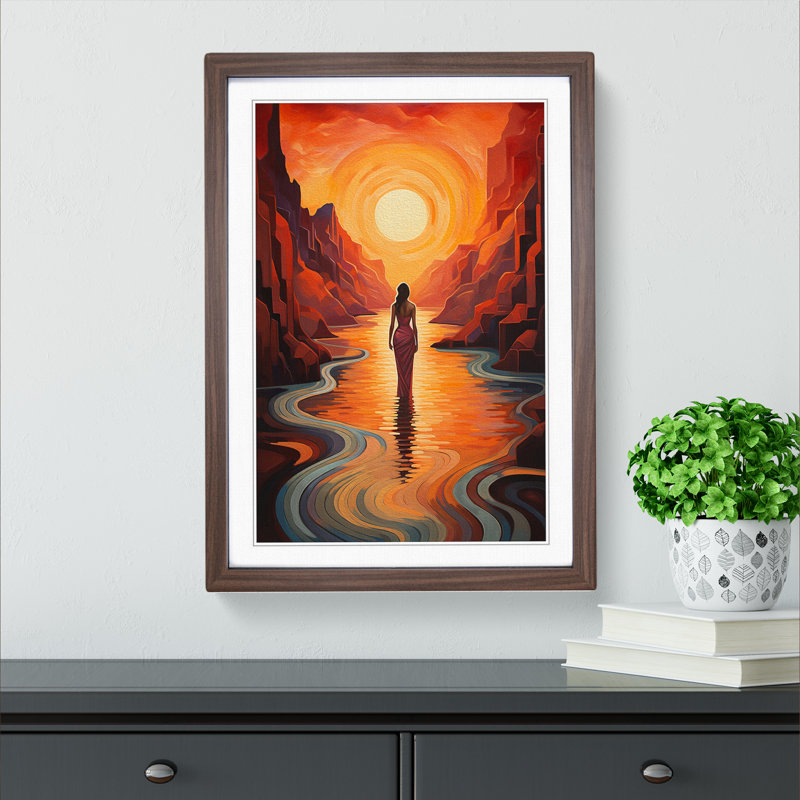 Single Picture Frame Print on Wood, Walnut Framed, 34cm H x 25cm W
