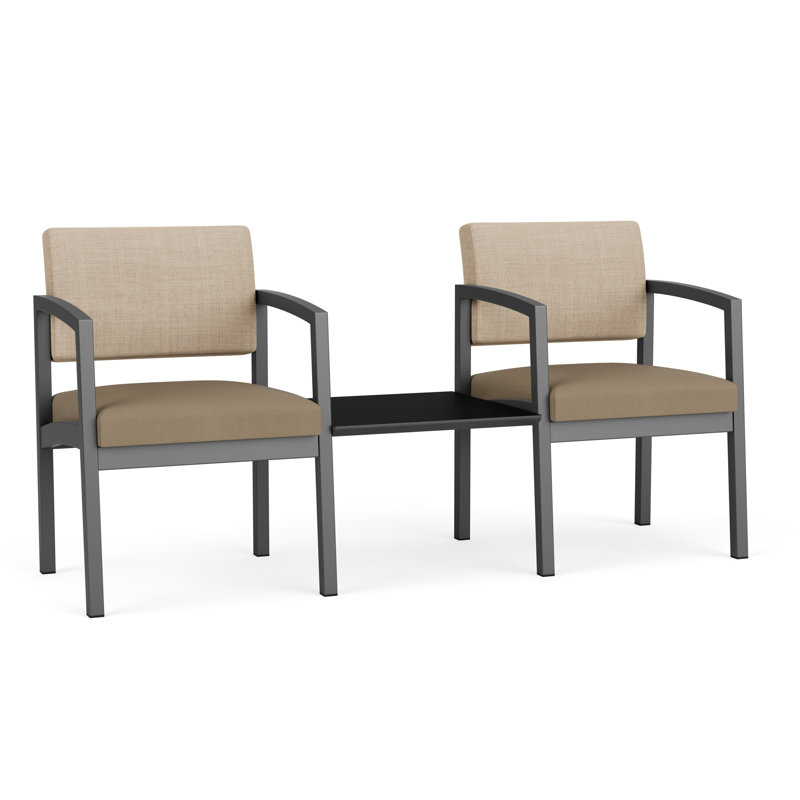Structure tandem 2 places avec table centrale en acier Lenox, Gris anthracite, Midnight Black
