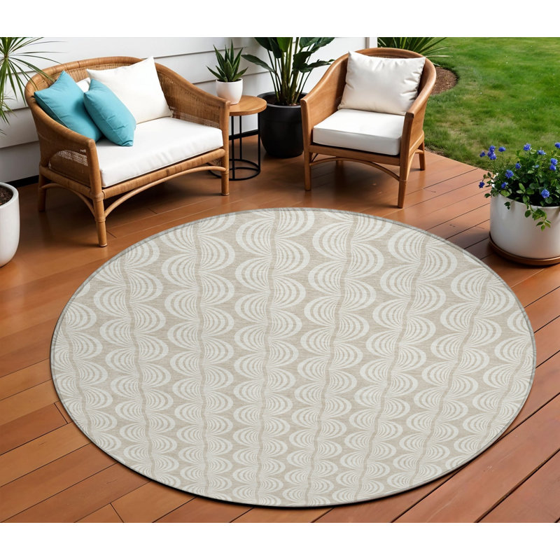 Tapis d'intérieur rond lavable beige 8 pi Ogee