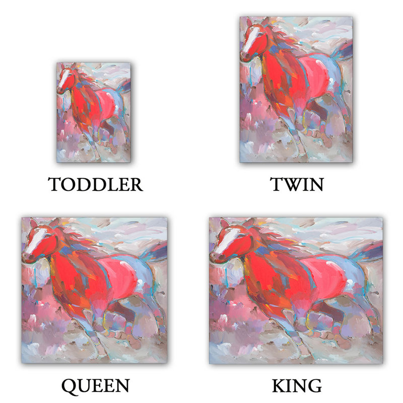 Ensemble de housse de couette équine exuberance iv, 1 housse de couette grand + 2 taies standards