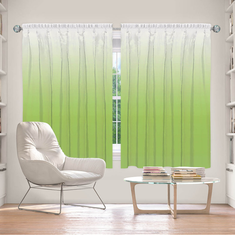 Vandela Room Darkening Curtain Pair, 40" W x 61" L, Light/Green/Avocado