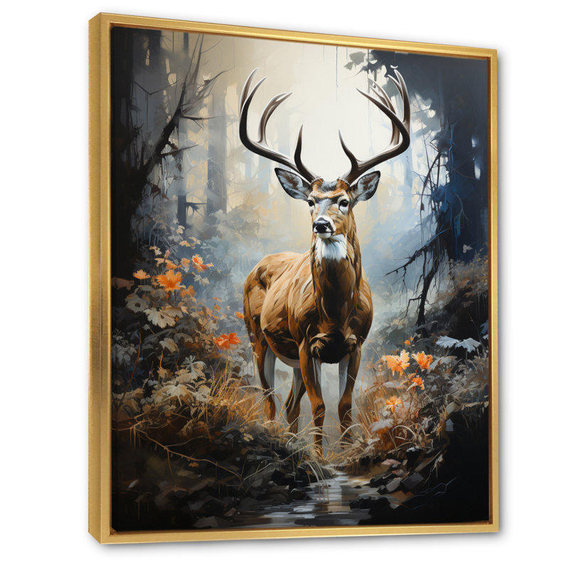 Kure " Deer Dappled Twilight ", Gold Floater Framed, 20" H x 12" W x 1" D