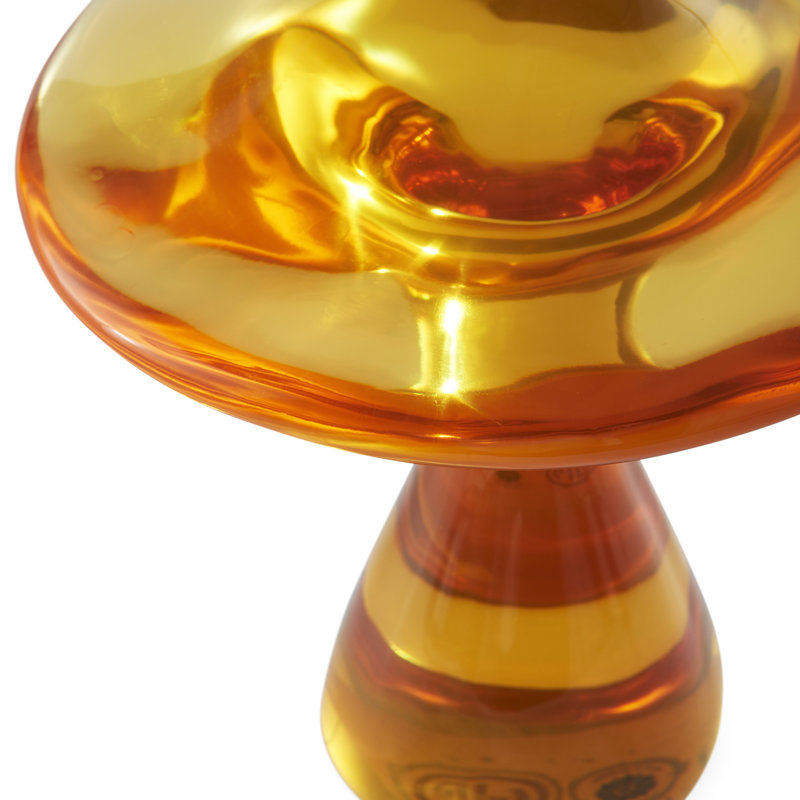 Acrylic Mushroom Sculpture, 13.5" H x 11.5" W x 11.5" D , Orange