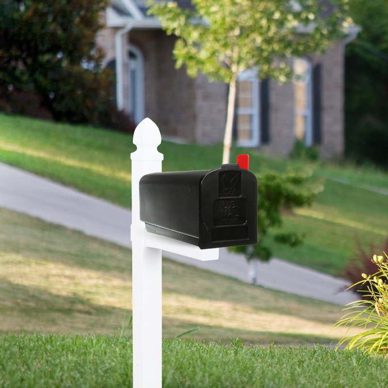 Black Plastic Rural Post Mount Mailbox