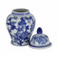 Grand pot Classic Chinoiserie pour la décoration intérieure - Pot de table décoratif en céramique avec couvercle pour tablette et plateau de table - Bleu et blanc-2094735067