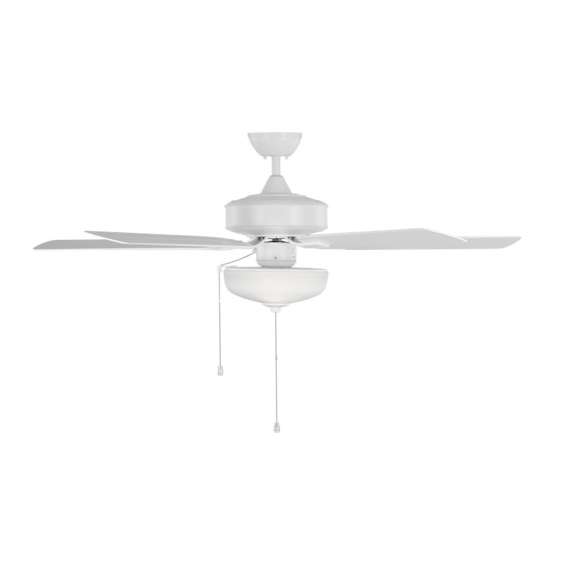 Ventilateur de plafond de 52 po avec éclairage à DEL, Blanc mat, Blanc mat