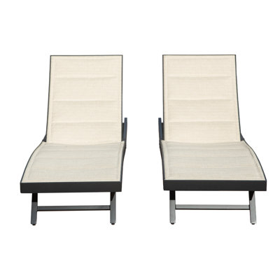 Set of 2 Outdoor Chaise Lounges with Adjustable Back, Weather-Resistant Aluminum Pool Chairs with Textilene Fabric & Wheels for Patio, Beach, and Garden Sunbathing