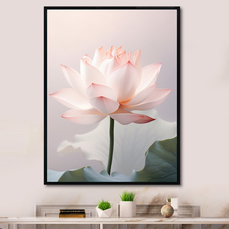 «Lunel Hinduisim Art Lotus Serenity» - Art mural sur toile de l'hindouisme, H 44 po x l 34 po x P 1,5 po, Cadre flottant noir