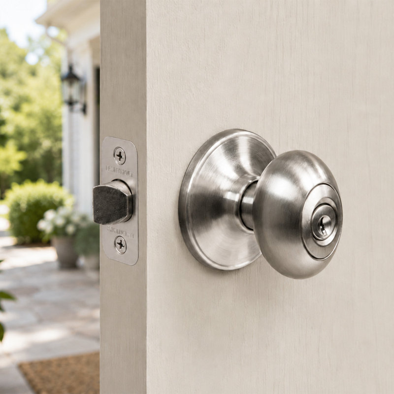 Egg Keyed-Entry Door Knob, Satin Nickel