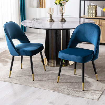 Adolina Modern Velvet Dining Chair Upholstered Armchair with Metal Legs