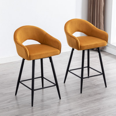 Swivel Upholstered Counter Stool with Metal Frame