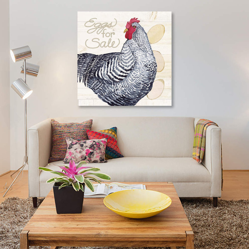 «Life On The Farm: Chicken I», affiche vintage sur toile, H 26 po x l 26 po x P 1,5 po, Toile tendue, Pas de tapis