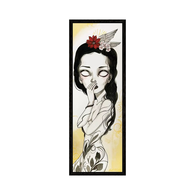 Sparrow by Sandi Calistro - Panoramic Painting on Canvas, 121.92 cm H x 40.64 cm W, Black Framed