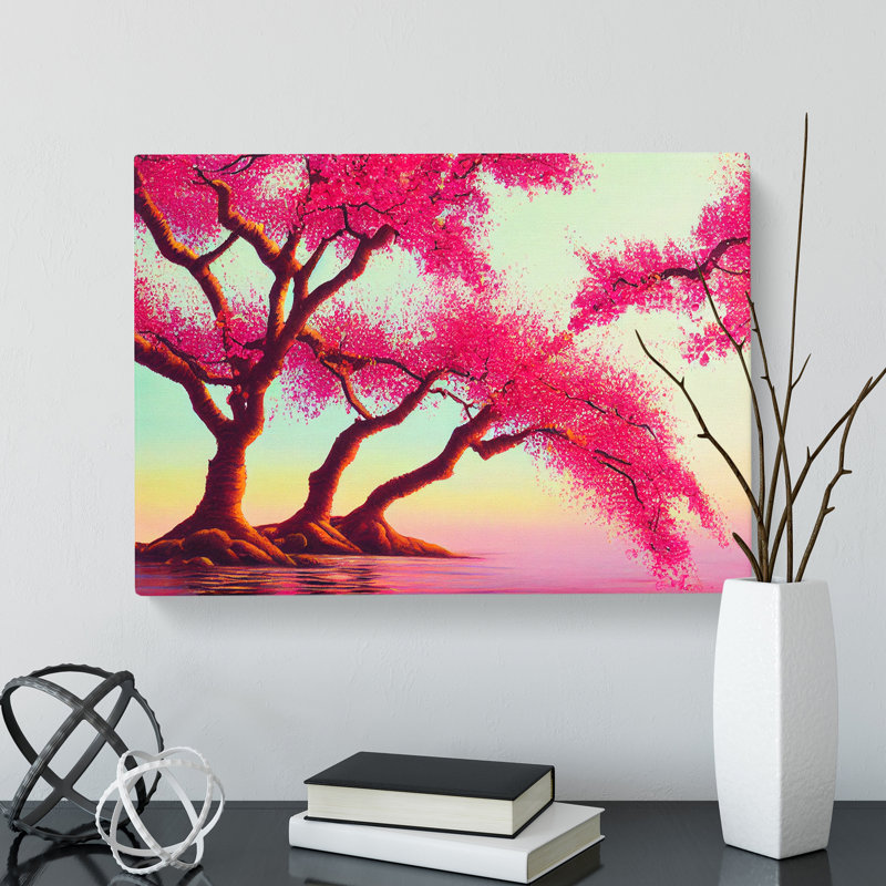 Soulful Cherry Blossom Trees - Wrapped Canvas, 40cm H x 60cm W x 3cm D