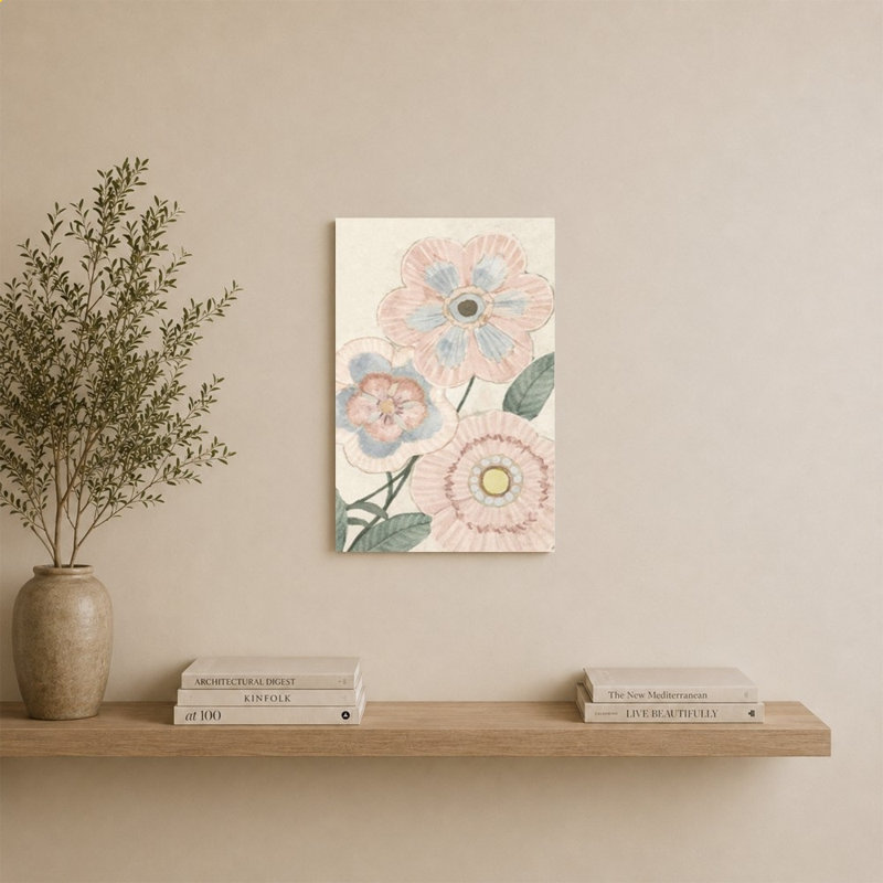 «Happy Pink Floral I» par Lorenzo Collective - impression sur toile, 30" H x 20" W, Does Not Apply