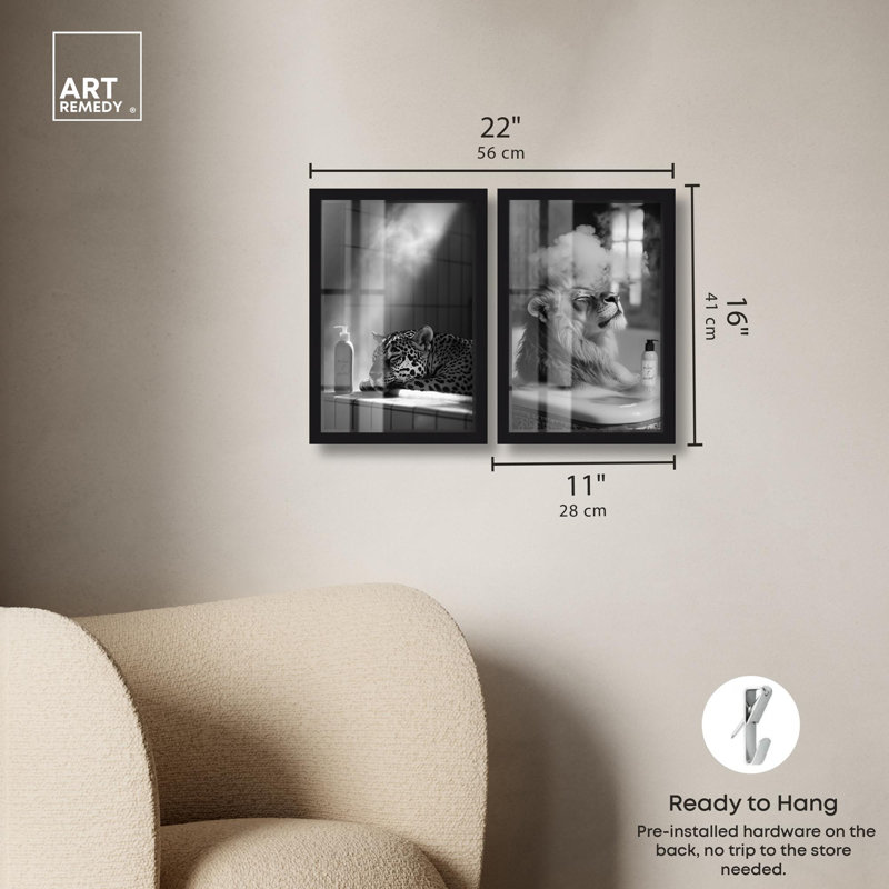 «Unwind Animal Set» par Art Remedy, Noir, H 17 po x l 24 po