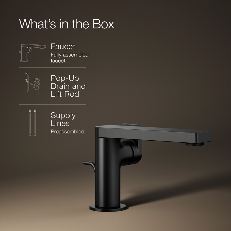 Composed Single-Handle Bathroom Faucet with Drain Assembly, Matte Black