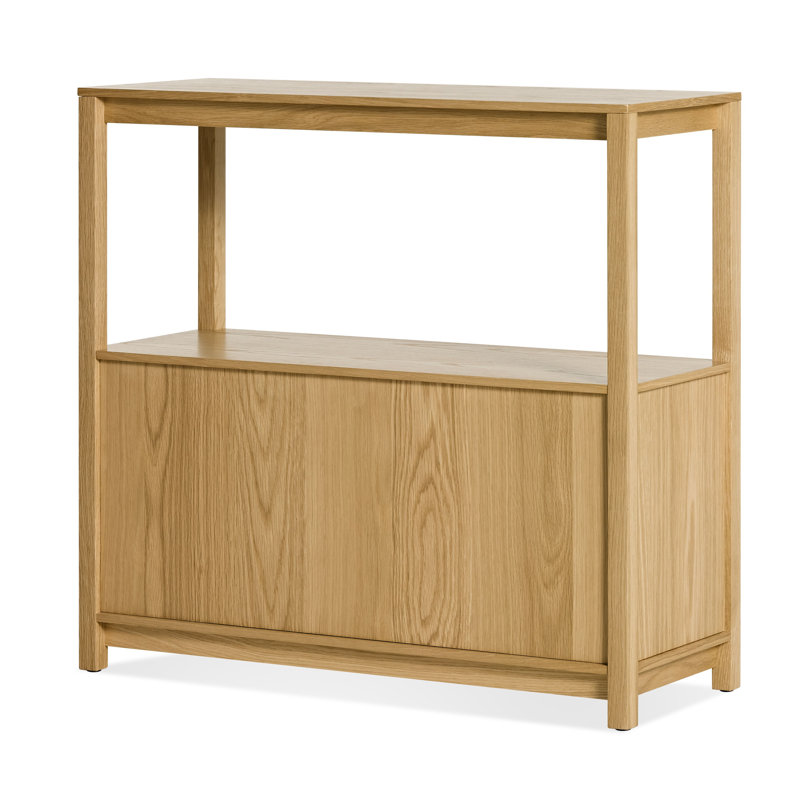 Open Plan Solid Wood Etagere Bookcase, White Oak