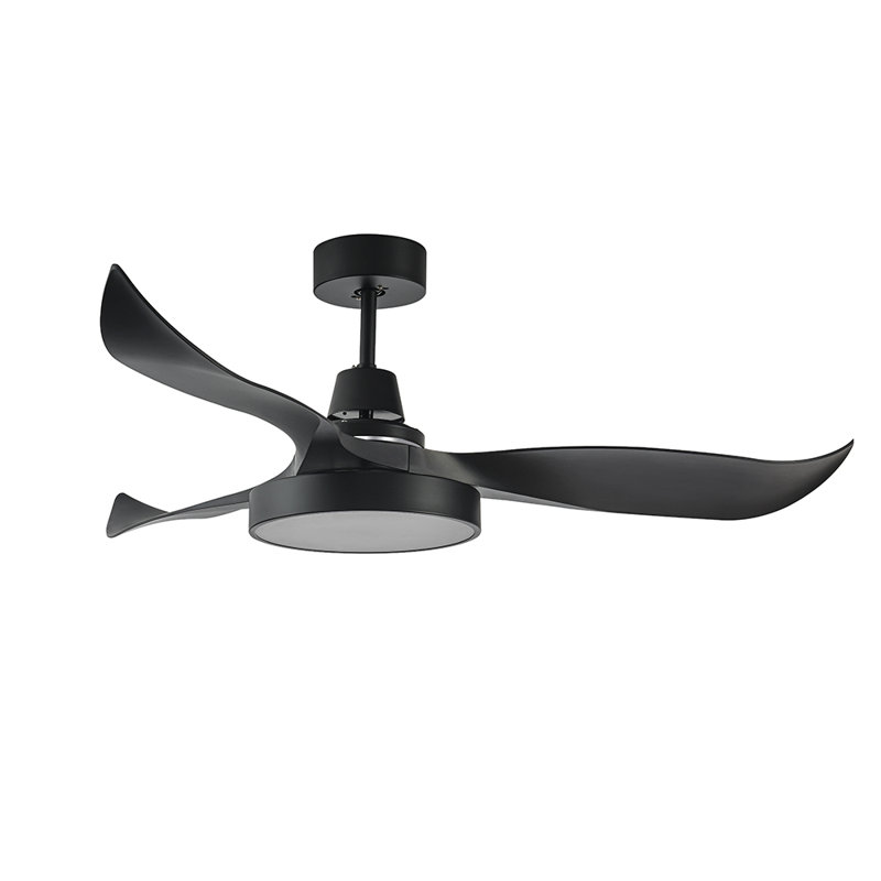 Ventilateur de plafond encastré moderne 52 "avec lumières DEL et télécommande Chaely, Noir