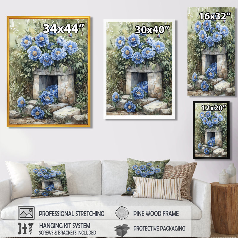 Florendo - Floral Wall Art, Noir, noir, noir, noir, H 20 po x l 12 po, Reproduction encadrée sans passe-partout