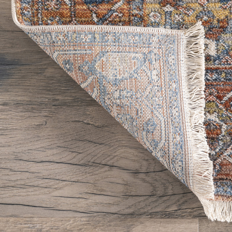Windmere Traditional Oriental Medallion Rust/Brick/Navy Area Rug, Rectangle 5' x 7'9"